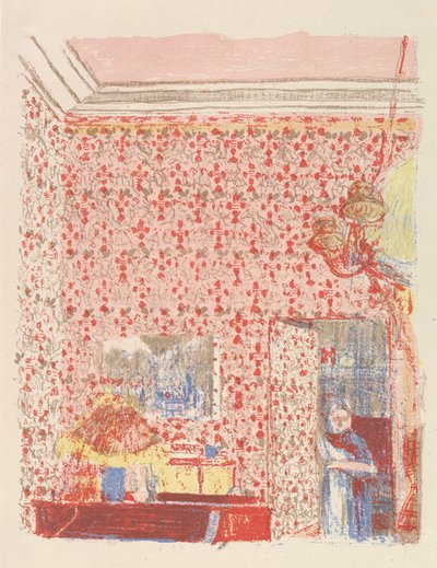 Interior with Pink Wallpaper I (from the series Landscapes and Interiors) by Edouard Vuillard